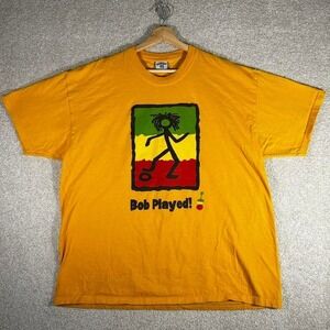 Vintage 90s Bob Marley soccer Chili pepper futbol graphic yellow soccer tshirt